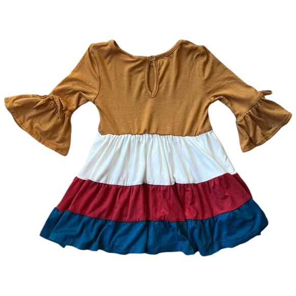 NEW Rare Editions Colorblock Dress Fall Colors Rayon Spandex Girl's Size 2T - Picture 4 of 4